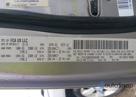 2016 Jeep Compass Sport from USA, damaged, VIN 1C4NJDBBXGD646030